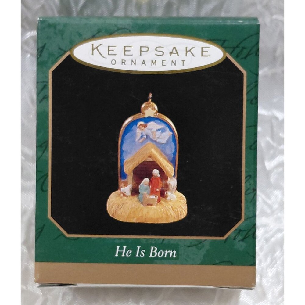 Vtg "He Is Born" Miniature Nativity Hallmark Keepsake Ornament